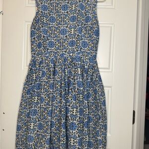 Blue Patterned Midi Dress